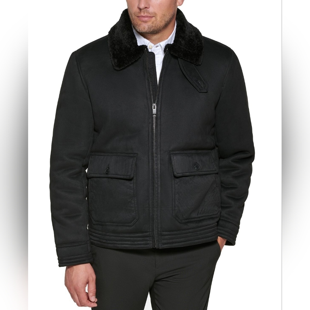 Club Room Men’s Faux Shearling Suede Jacket Black Size 2XL